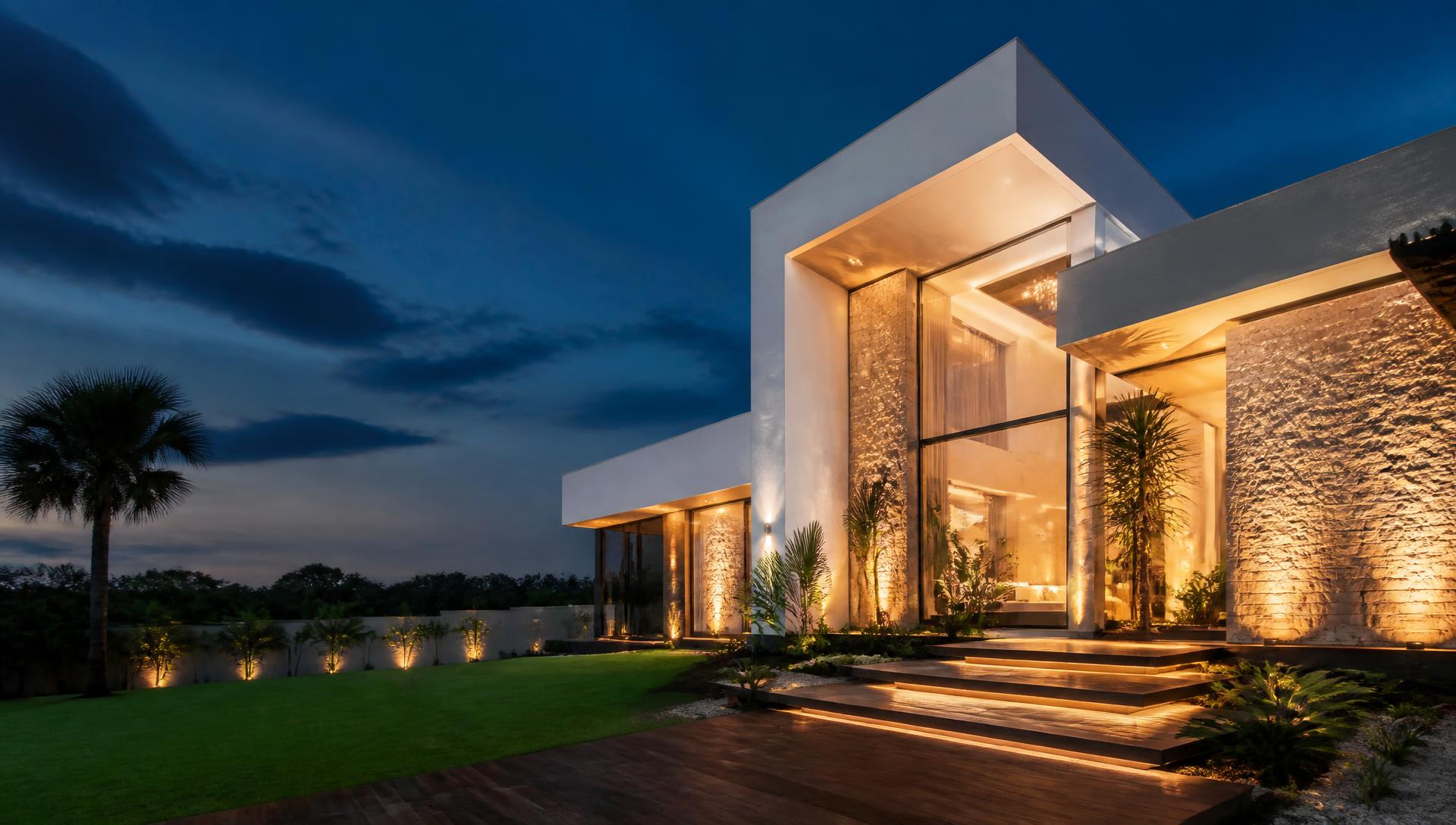 Residência contemporânea iluminada